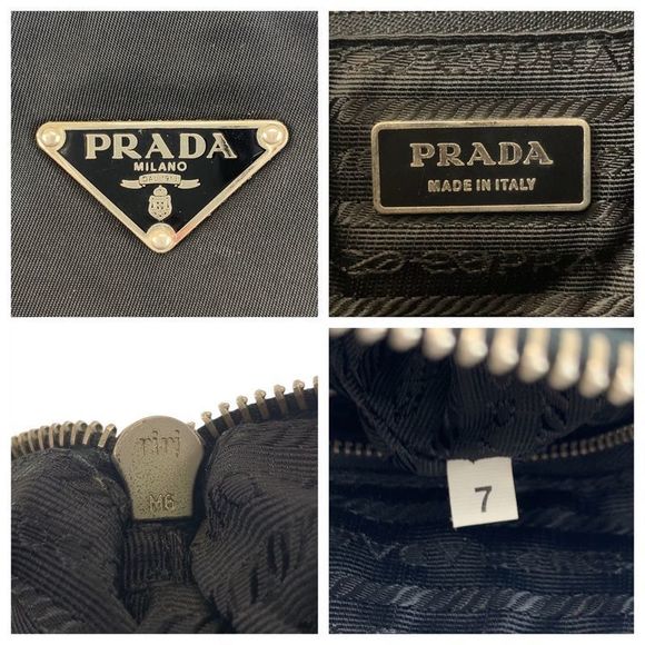 Prada Tessuto Triangle Logo Plate Black Silver Hardware Nylon/leather Shoulder - Picture 4 of 9